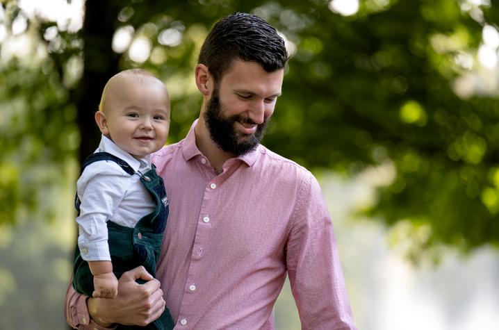 Image of Donald Damron holding baby Reid