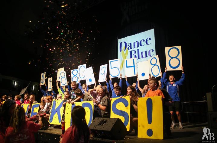 DanceBlue participants hold up fundraising total