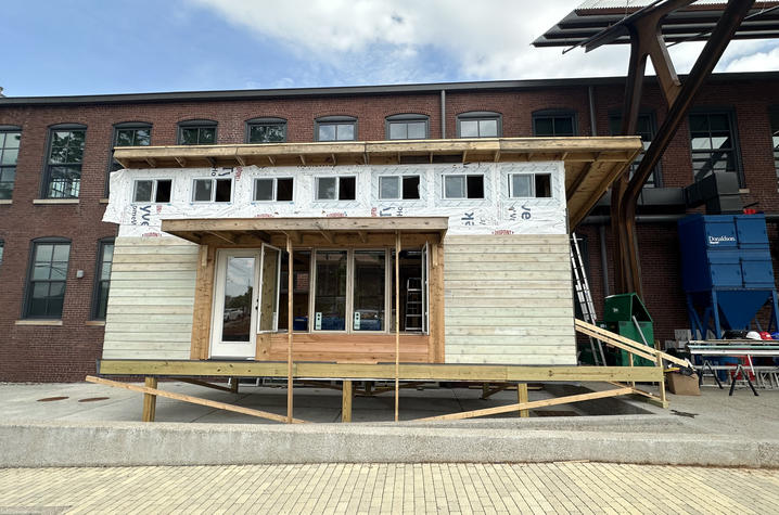 The full-size design build outside of the Gray Design Building.