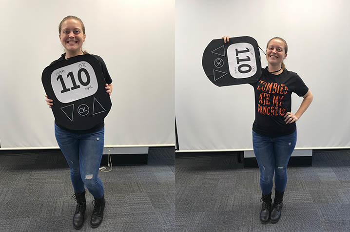 Gipson's glucose monitor inspired Halloween costume