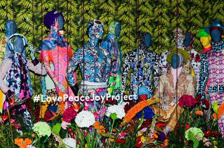 photo of Ebony G. Patterson's holiday window at Barneys for "#LovePeaceJoyProject"