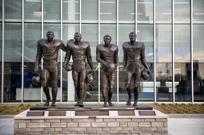 photo of football statue