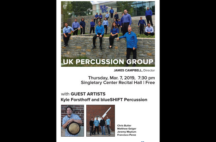 photo of UK Percussion Group March 7 concert poster