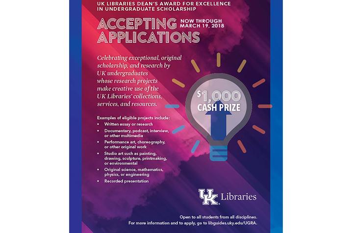 photo of UK Libraries Dean's Scholarship poster