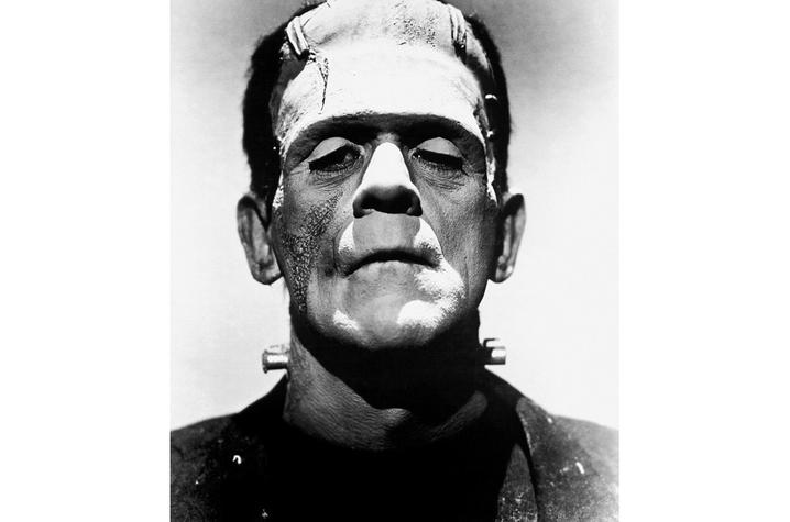 black and white photo of Frankenstein