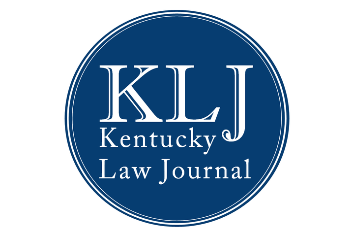 Kentucky Law Journal logo in white lettering set on navy blue circle background