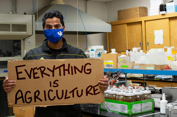 MD Anik Mahmud, Integrated Plant and Soil Science master's student, in his research lab