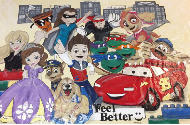 photo of mural depicting cartoon characters