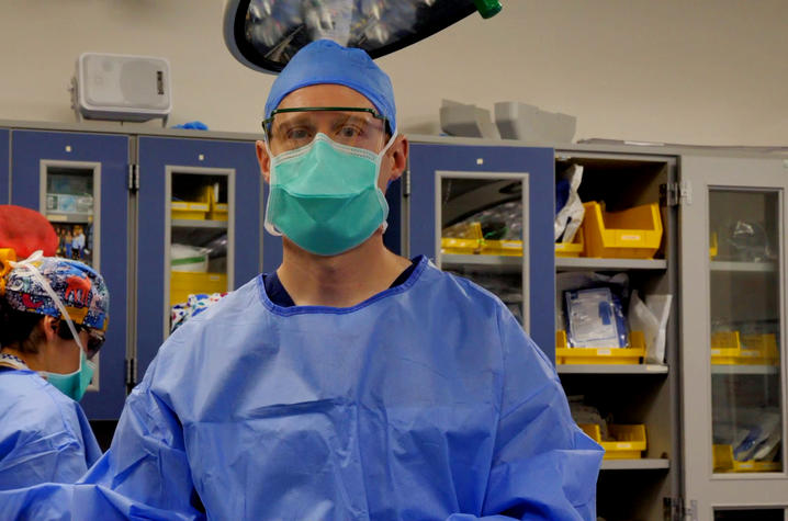 Man scrubbed up for surgery