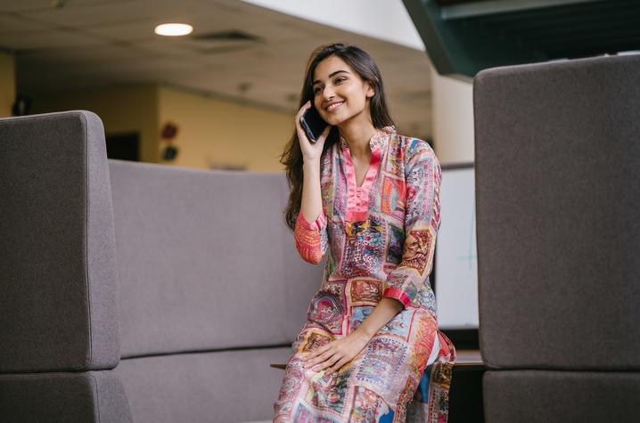 Woman making a phone call.