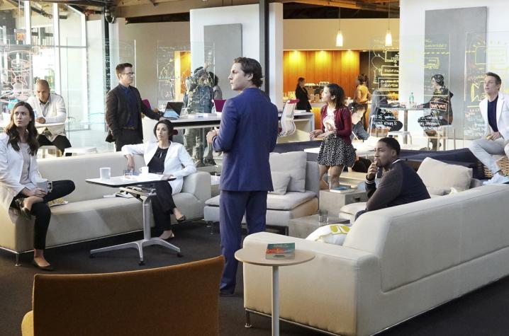 scene of cast in meeting space from "Pure Genius" on CBS