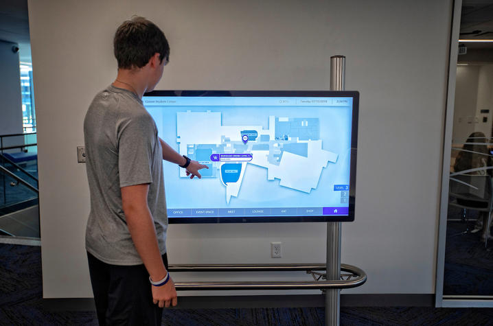 student using an interactive map
