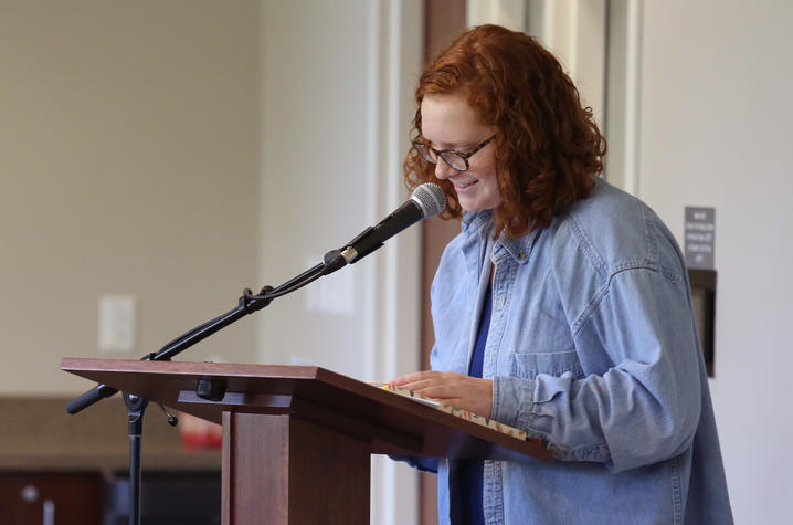 photo of student speaking at GSA final day