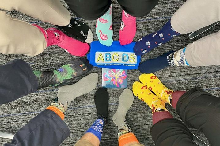 Every year for World Down Syndrome Day, people all around the world mark the day by wearing brightly colored, mismatched socks. UK's ABC-DS team enjoys participating each year. Photo provided.