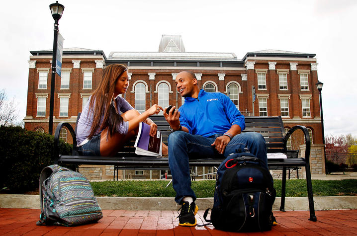 photo of students in front of Main Building