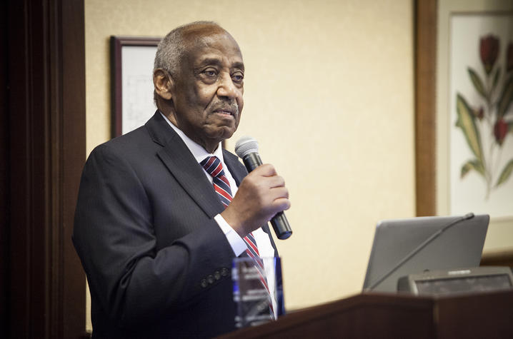 Carl Watson, M.D., being honored at an event in 2019.