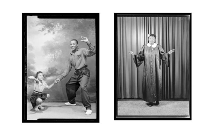 two black and white photos from Weems exhibit