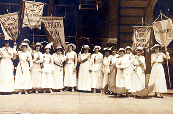 black and white photo of Kentucky suffragists