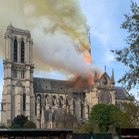photo of fire at Notre Dame Cathedral