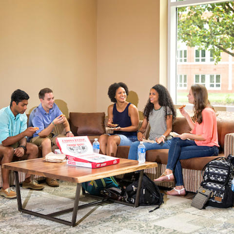 photo of students in residence hall 