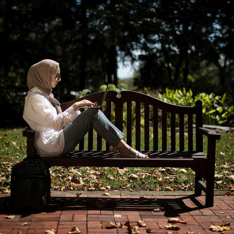 Photo of Student on a Bench