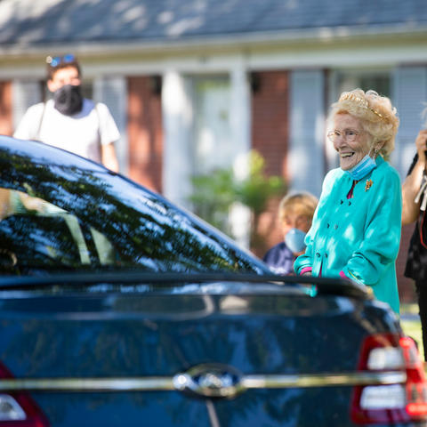 Helen Evans' birthday celebration had a parade of over 50 cars.