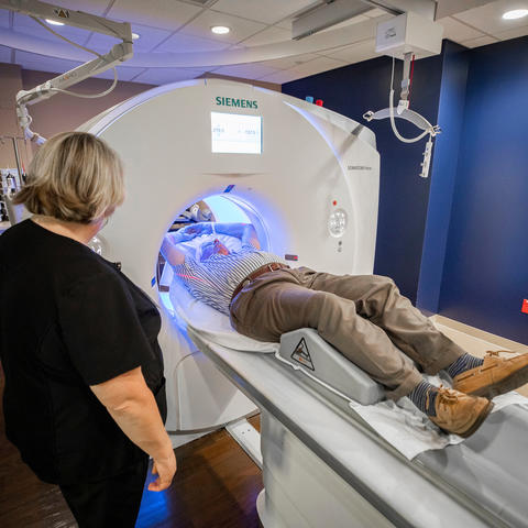 Man getting CT screen for lung cancer