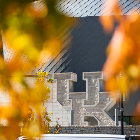 Photo of UK sign in front of student center