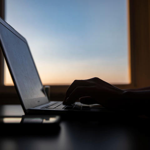 Student with a laptop