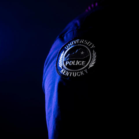 UK Police Department patch on a shirt