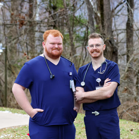 Alex Willett and Bradley Firchow outside of CATS Clinic in Morehead, Kentucky
