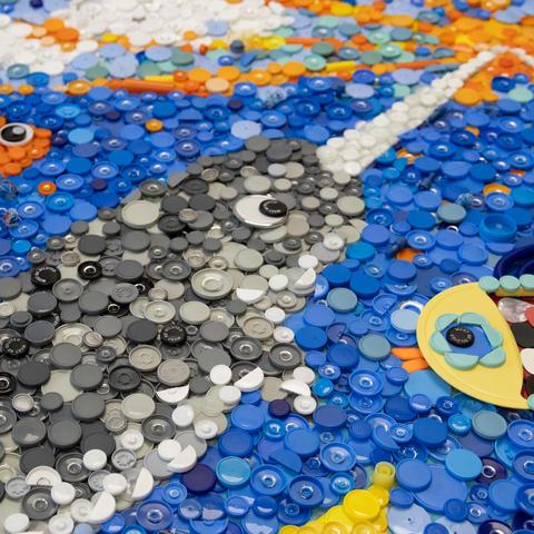 Close up of narhwhal made of plastic