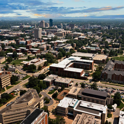 photo of aerial view of UK campus and Lexington