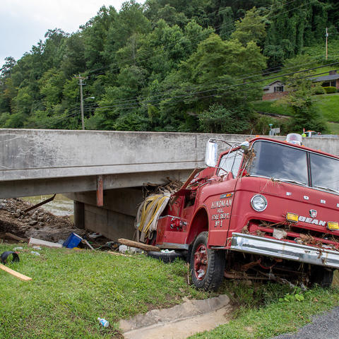 Flooding damage in Hindman