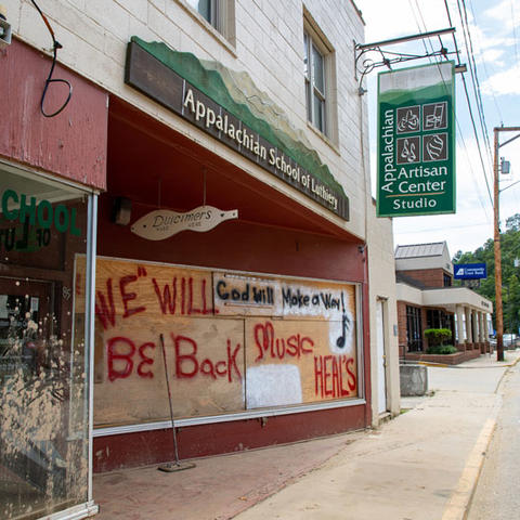 Downtown Hindman after the 2022 flood