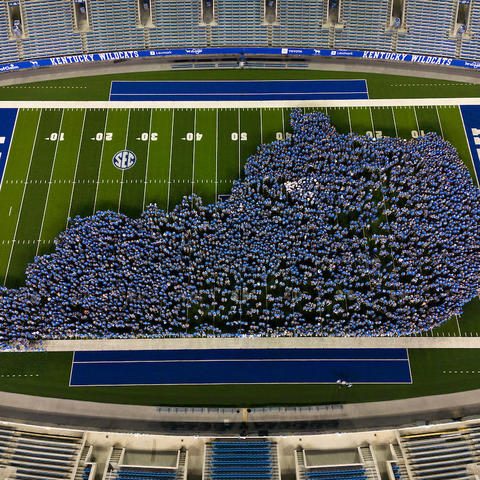 This is a photo of the Class of 2027 on Kroger Field. 