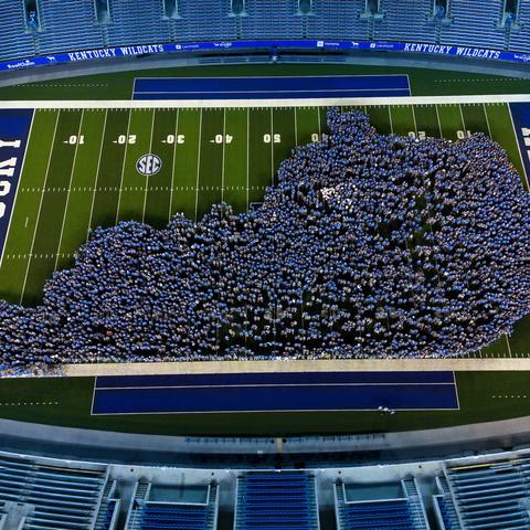 This is a photo of the freshman class of the University of Kentucky in August 2023.