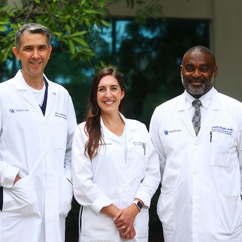 From left: Gerardo Heredia Melero, M.D.; advance practice provider Briana Bell; and Johnnie Wright Jr., M.D.