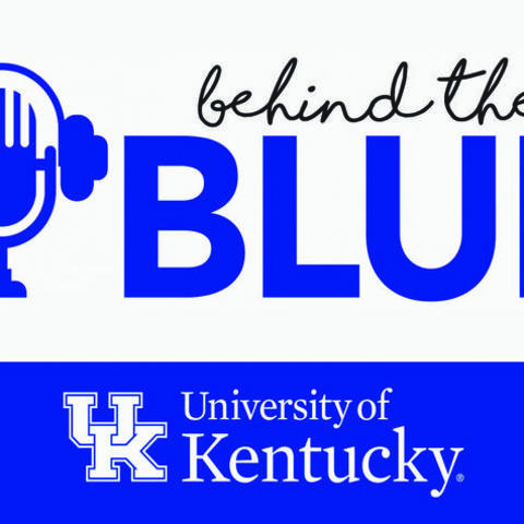 Behind the Blue banner, click to listen to podcast