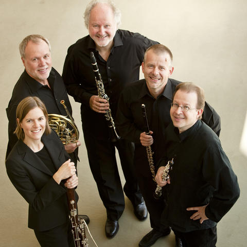 photo of Berlin Philharmonic Wind Quintet with instruments shot from above