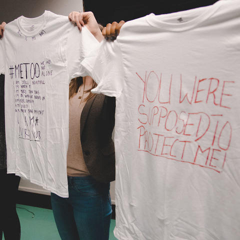 Photo of T-shirts made by survivors