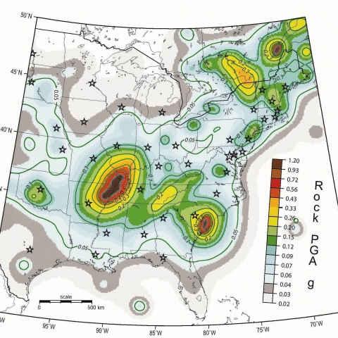 Central U.S. seismic hazard map
