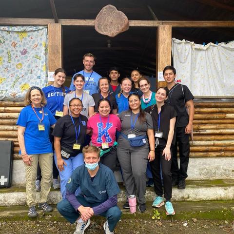 UK’s Physical therapy team at the Shoulder to Shoulder Clinic. PT students from the USA and Ecuador worked together on Day 1 of serving people in need of PT care. Photo provided by Lynn English.