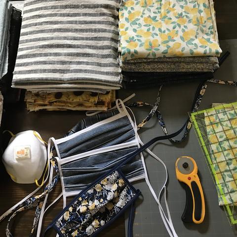 photo of Crystal Gregory's materials for making cloth masks