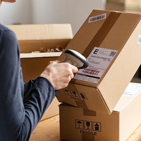 Photo of Person Scanning Packages