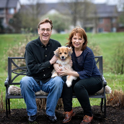 Photo of Gregg and Kim Whiteker with their dog Gracie. Mark Cornelison | UK Photo