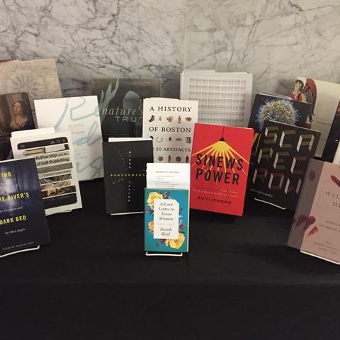 photo of book covers in the American Association of University Presses Book, Jacket, and Journal Show