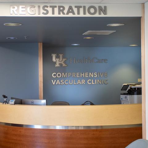 Image of registration desk in vascular clinic