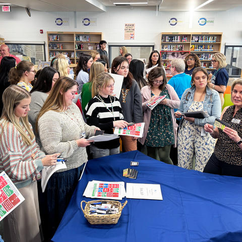 Prior to taking part in mock interviews with school leaders, UK student teachers attended a career fair that included schools from Clark, Fayette, Franklin, Jessamine and Woodford counties. 