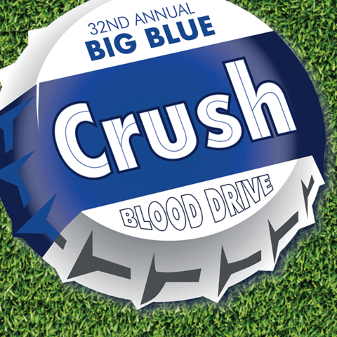 Graphic that says Big Blue Crush blood drive.  KY-TN Blood Battle Nov 18-22